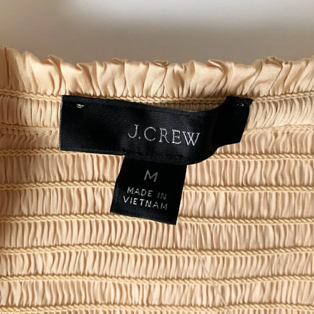 NWT J. Crew Woman Squareneck smocked featherweight satin crop top, Medium